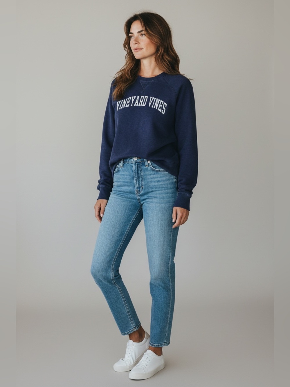 Vineyard Vines Navy Logo Crewneck Sweatshirt Pullover Preppy Size Medium